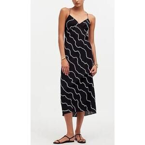 Madewell The Layton Midi Slip Dress in True Black Size 8